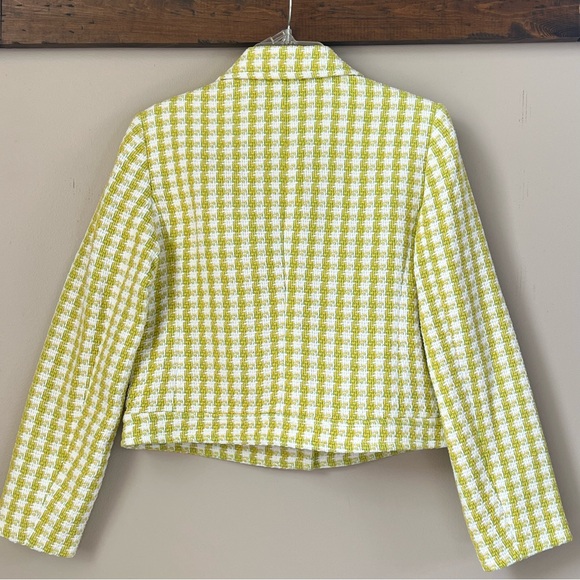 Talbots Stride Tweed Green Trench Cropped Blazer Jacket Size 8 - Picture 8 of 16